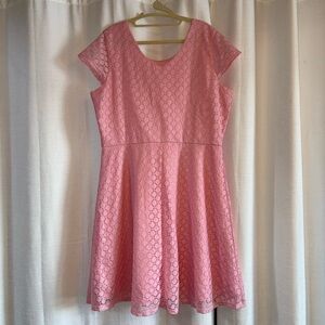Pink eyelet cap sleeve dress